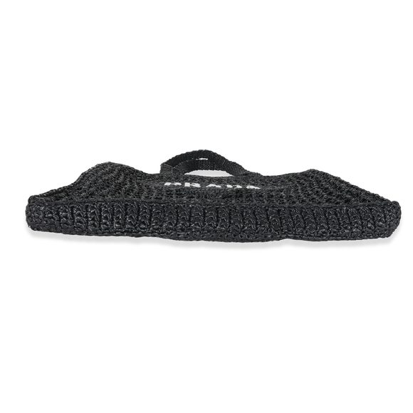 Prada Natural Black Raffia Logo Tote - Picture 6 of 8